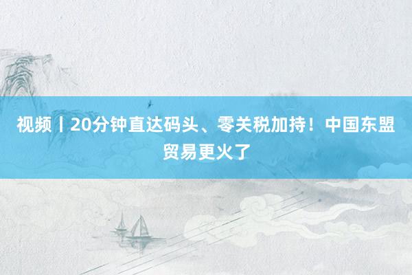 视频丨20分钟直达码头、零关税加持！中国东盟贸易更火了