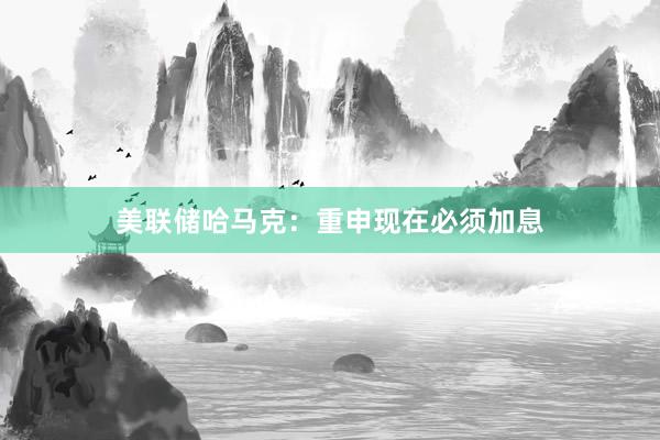 美联储哈马克：重申现在必须加息