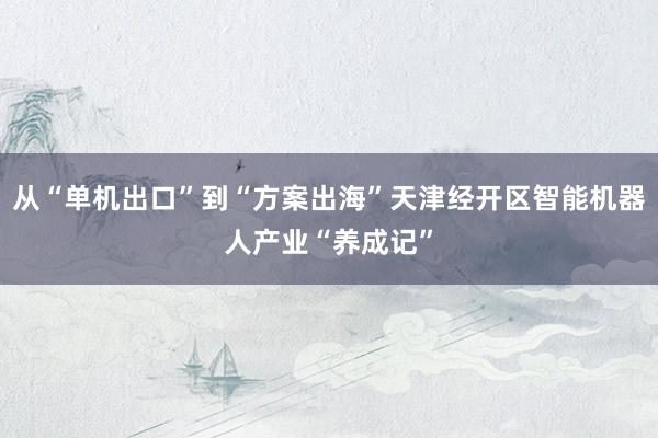 从“单机出口”到“方案出海”天津经开区智能机器人产业“养成记”