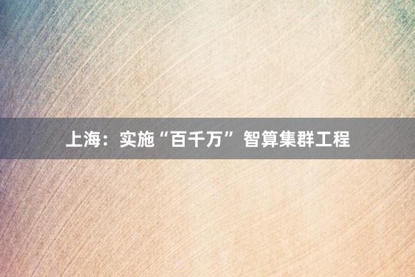 上海：实施“百千万” 智算集群工程