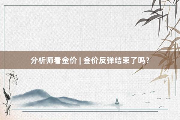 分析师看金价 | 金价反弹结束了吗？