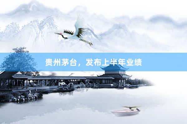 贵州茅台，发布上半年业绩