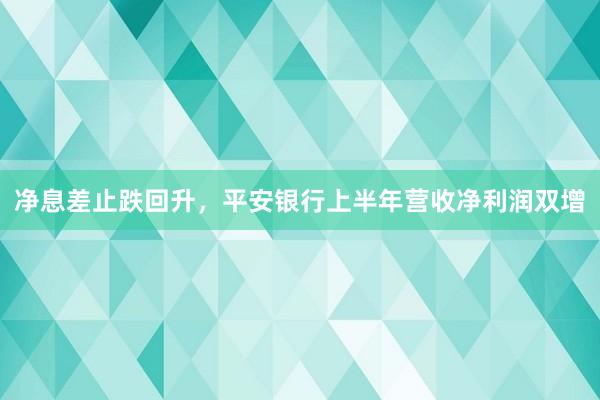 净息差止跌回升，平安银行上半年营收净利润双增