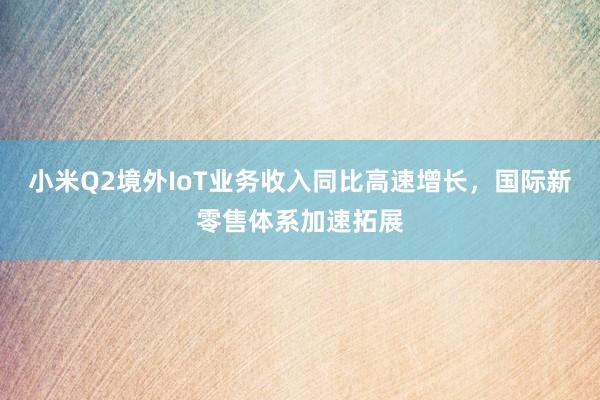 小米Q2境外IoT业务收入同比高速增长，国际新零售体系加速拓展