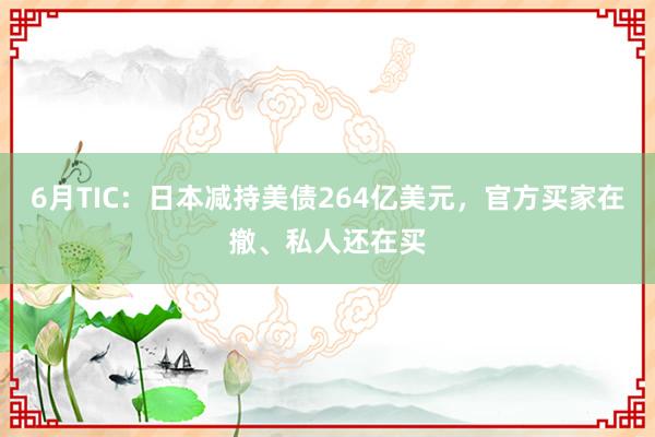 6月TIC：日本减持美债264亿美元，官方买家在撤、私人还在买