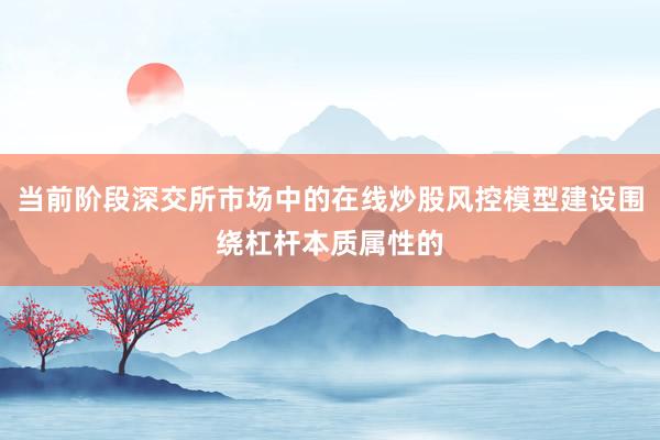 当前阶段深交所市场中的在线炒股风控模型建设围绕杠杆本质属性的