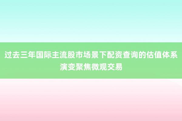 过去三年国际主流股市场景下配资查询的估值体系演变聚焦微观交易