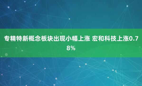 专精特新概念板块出现小幅上涨 宏和科技上涨0.78%