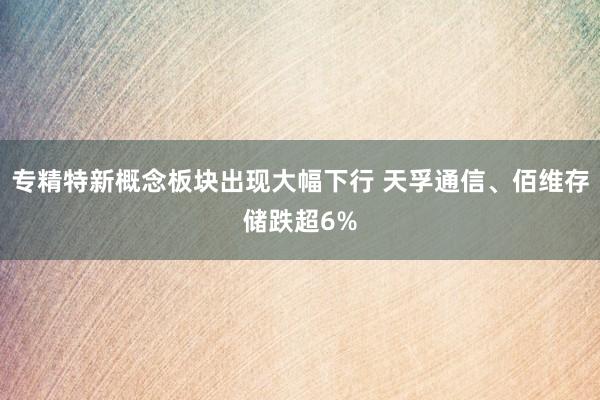专精特新概念板块出现大幅下行 天孚通信、佰维存储跌超6%