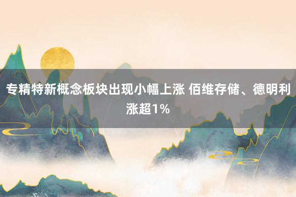专精特新概念板块出现小幅上涨 佰维存储、德明利涨超1%