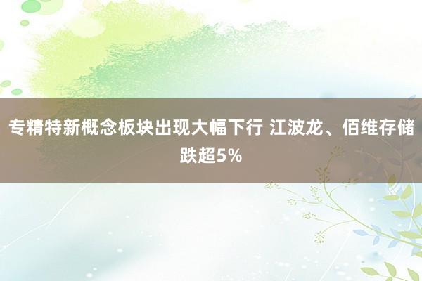 专精特新概念板块出现大幅下行 江波龙、佰维存储跌超5%
