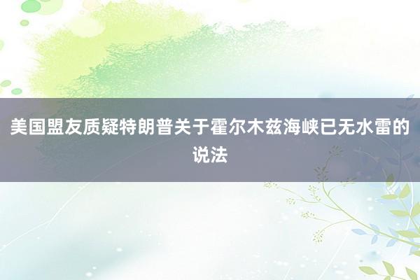 美国盟友质疑特朗普关于霍尔木兹海峡已无水雷的说法