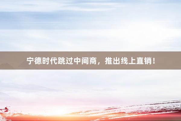 宁德时代跳过中间商，推出线上直销！