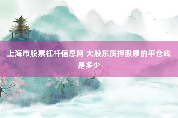 上海市股票杠杆信息网 大股东质押股票的平仓线是多少