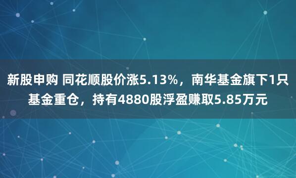 新股申购 同花顺股价涨5.13%，南华基金旗下1只基金重仓，持有4880股浮盈赚取5.85万元