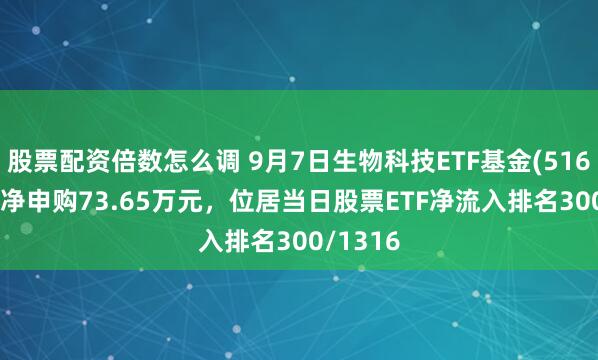 股票配资倍数怎么调 9月7日生物科技ETF基金(516930)获净申购73.65万元，位居当日股票ETF净流入排名300/1316
