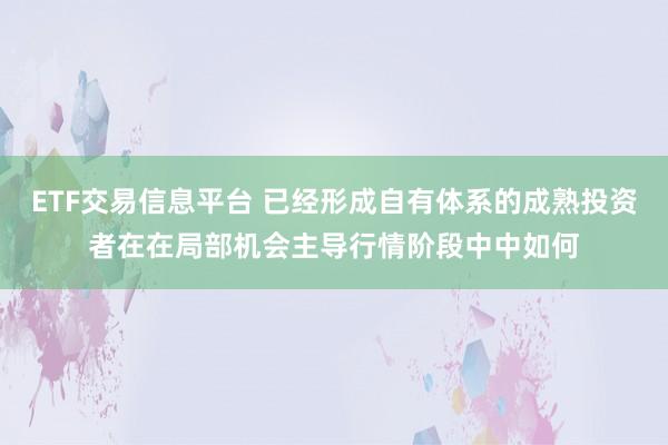 ETF交易信息平台 已经形成自有体系的成熟投资者在在局部机会主导行情阶段中中如何