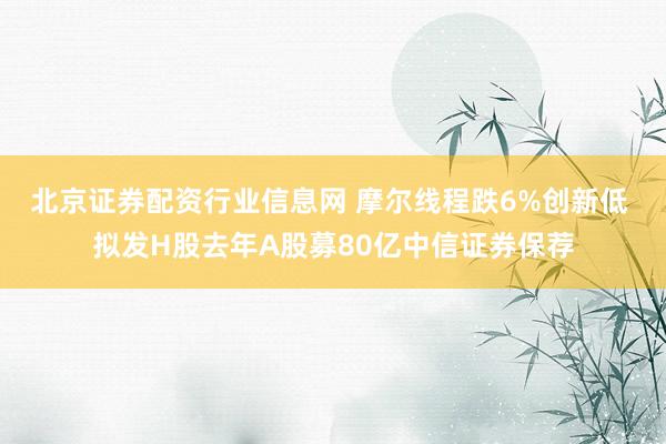 北京证券配资行业信息网 摩尔线程跌6%创新低 拟发H股去年A股募80亿中信证券保荐