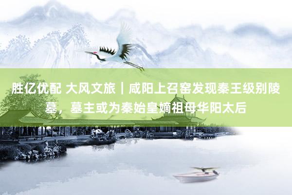 胜亿优配 大风文旅｜咸阳上召窑发现秦王级别陵墓，墓主或为秦始皇嫡祖母华阳太后