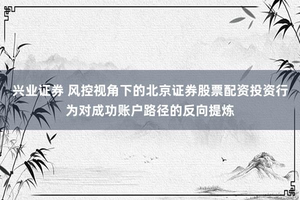 兴业证券 风控视角下的北京证券股票配资投资行为对成功账户路径的反向提炼