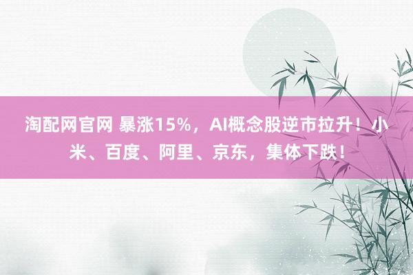 淘配网官网 暴涨15%，AI概念股逆市拉升！小米、百度、阿里、京东，集体下跌！