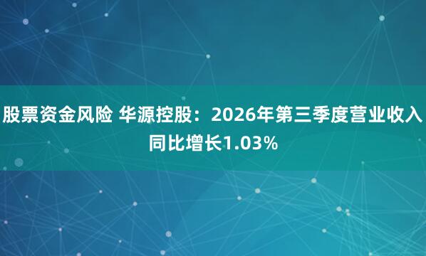 股票资金风险 华源控股:2026年第三季度营业收入同比增长1.03%